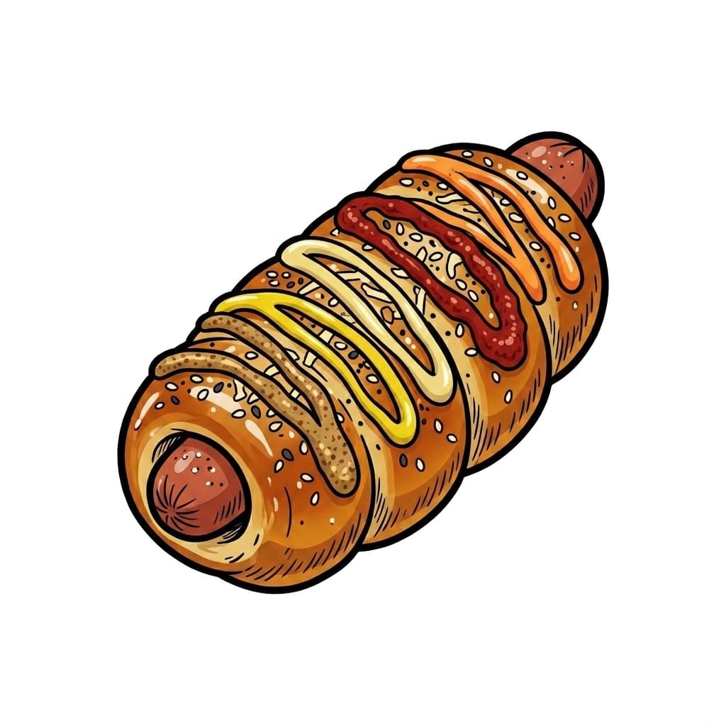 Bagel Dog illustrated hot dog icon