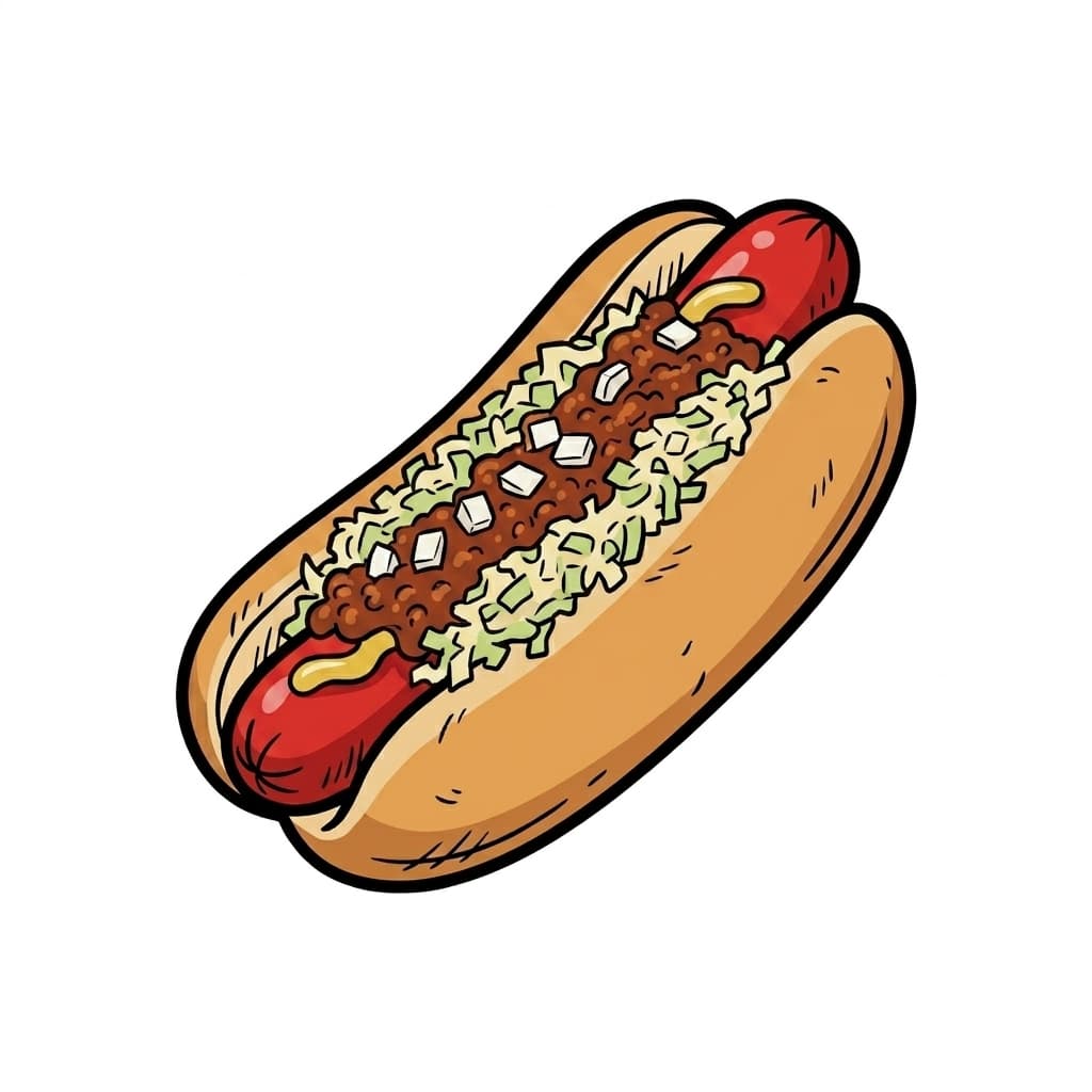 Carolina-Style Hot Dog illustrated hot dog icon