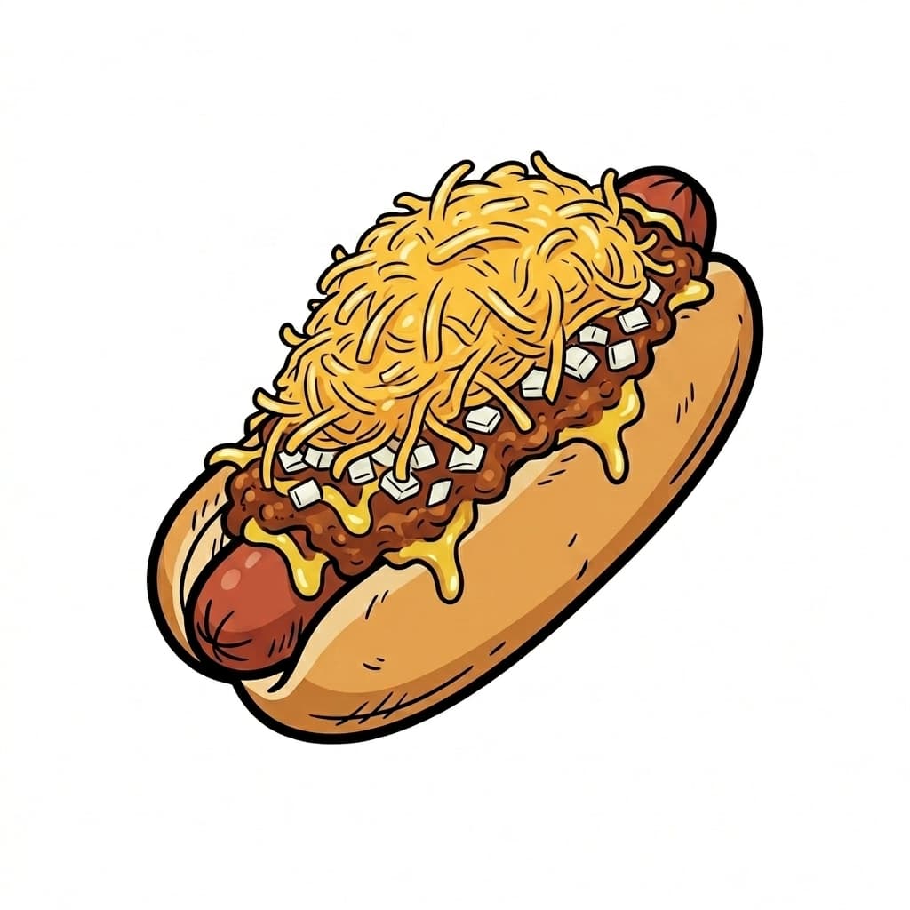 Cheese Coney Hot Dog illustrated hot dog icon