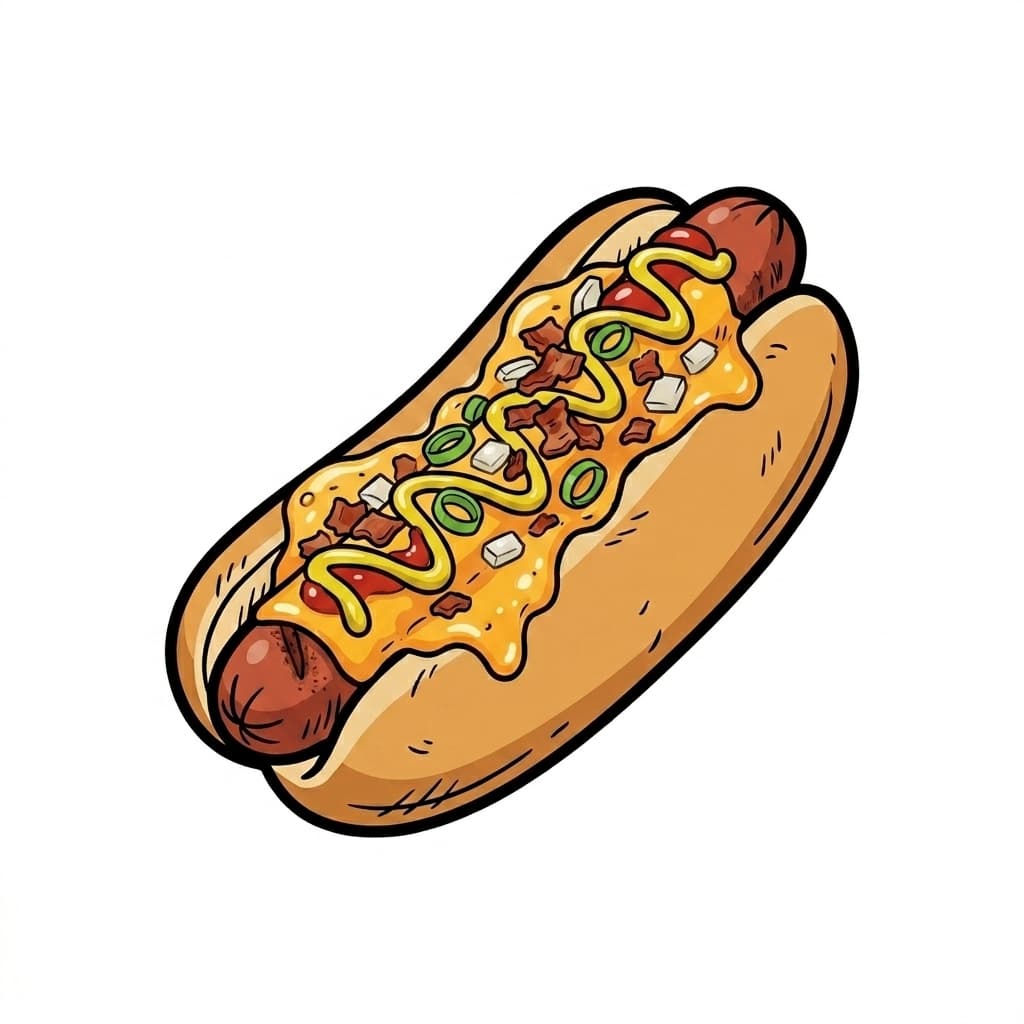 Cheese Dog illustrated hot dog icon