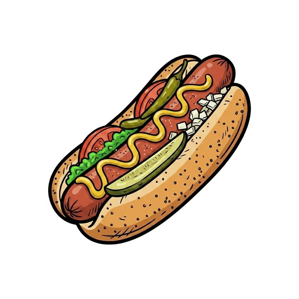Chicago-Style Hot Dog illustrated hot dog icon