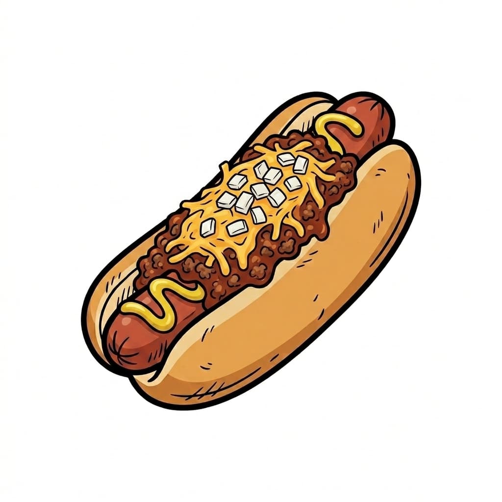 Chili Dog illustrated hot dog icon