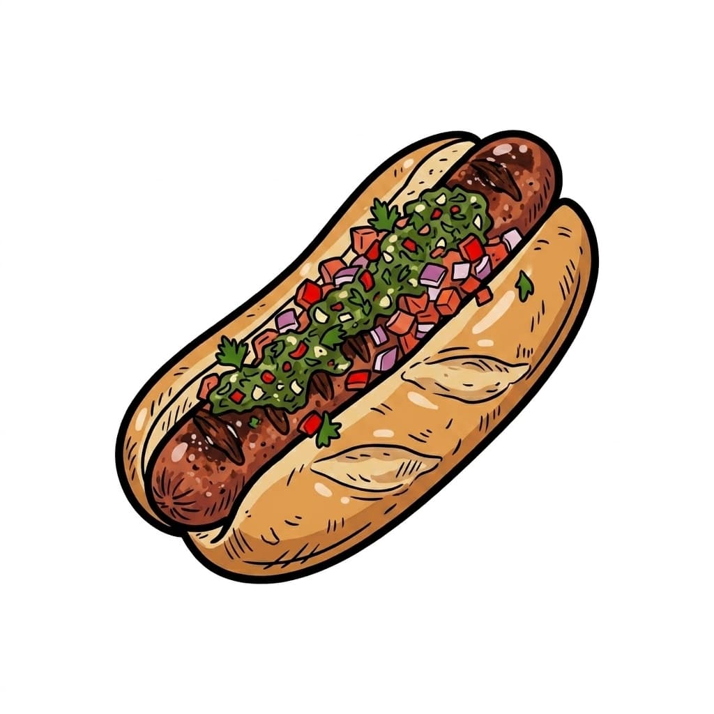 Choripán illustrated hot dog icon