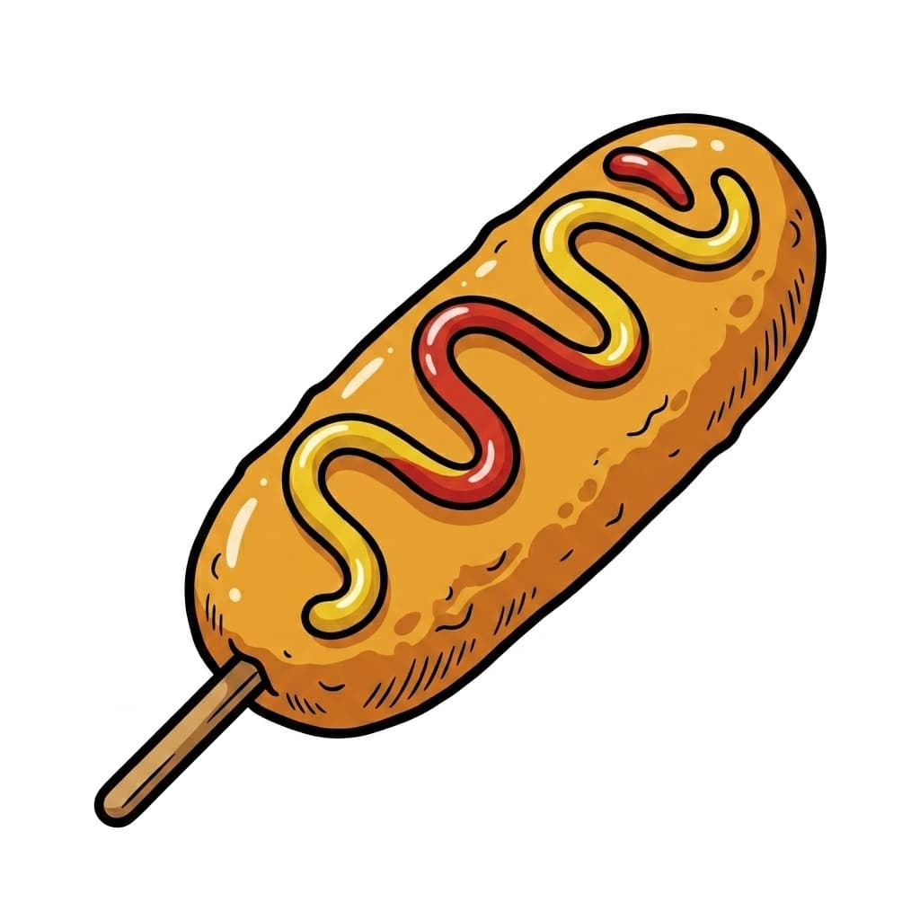 Corn Dog illustrated hot dog icon