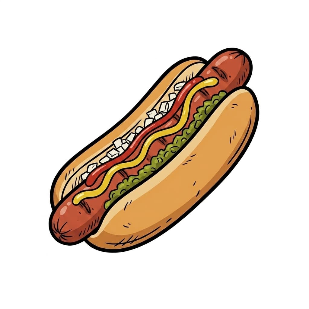 Dodger Dog illustrated hot dog icon