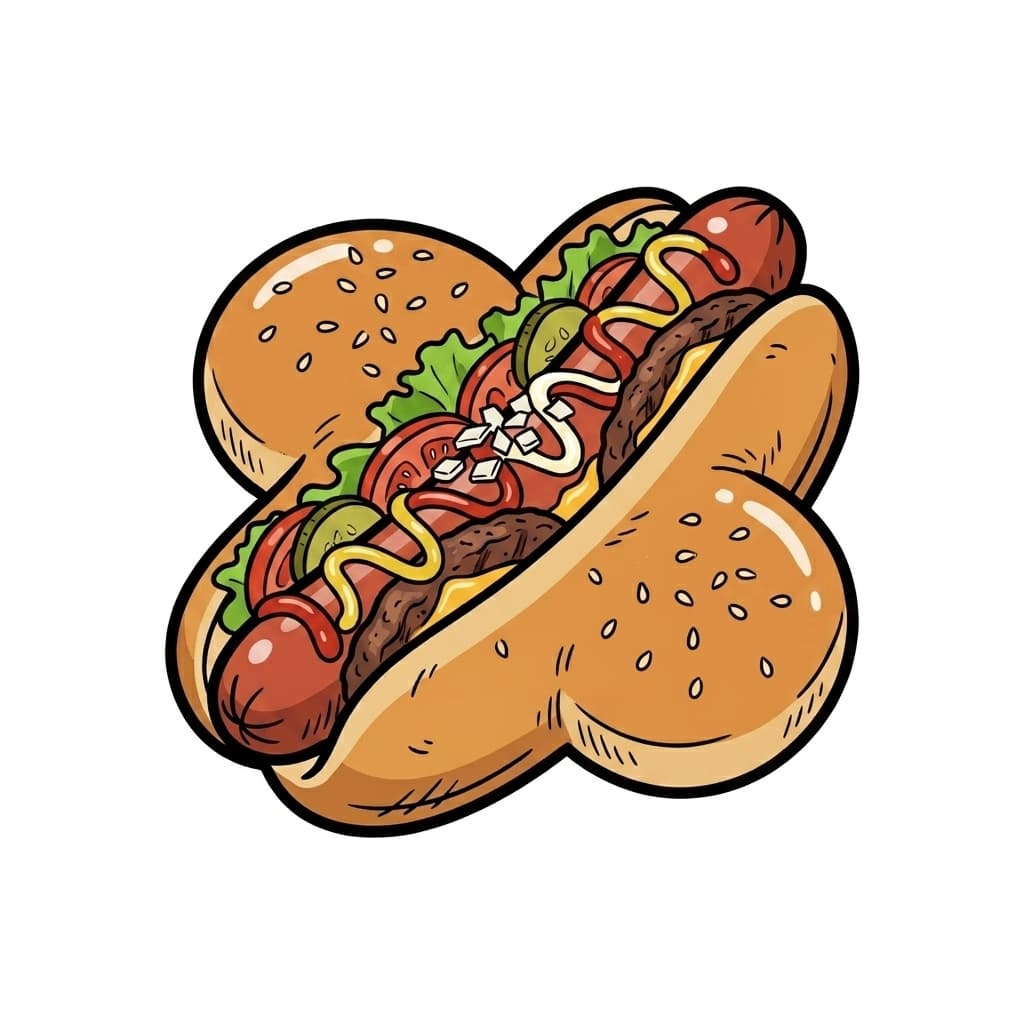 Hamdog illustrated hot dog icon