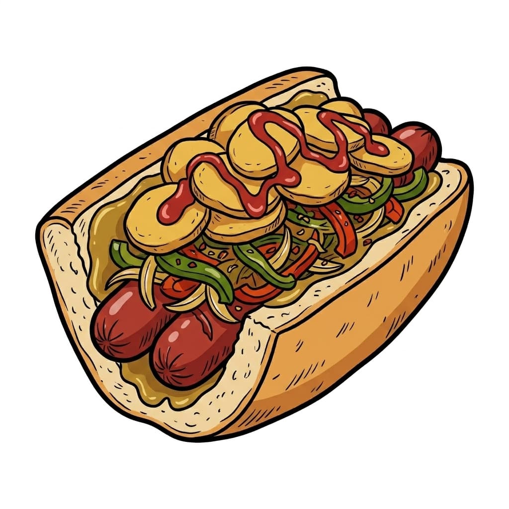 Italian Hot Dog illustrated hot dog icon