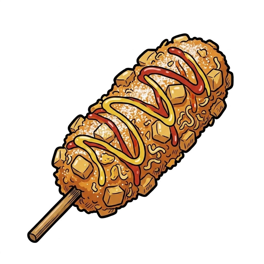 Korean Corndog illustrated hot dog icon