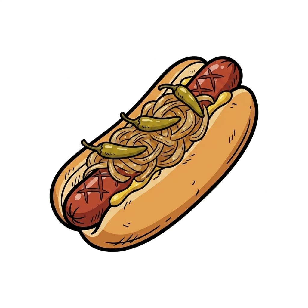 Maxwell Street Polish illustrated hot dog icon