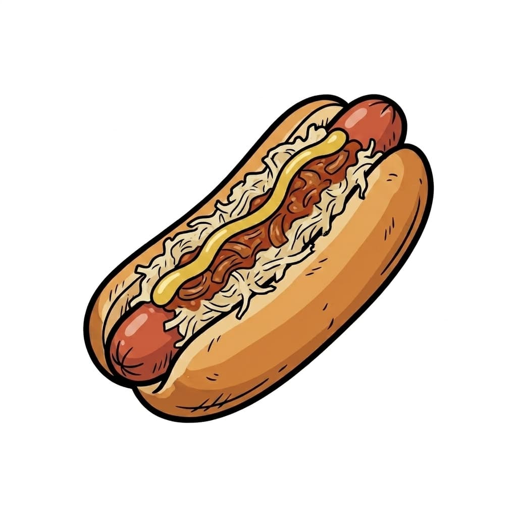 NYC Pushcart Dog illustrated hot dog icon