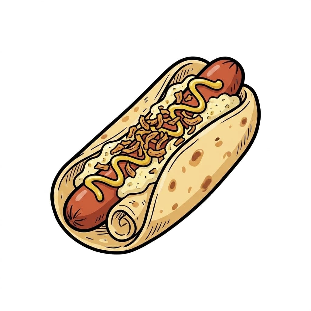 Polse med Lompe illustrated hot dog icon