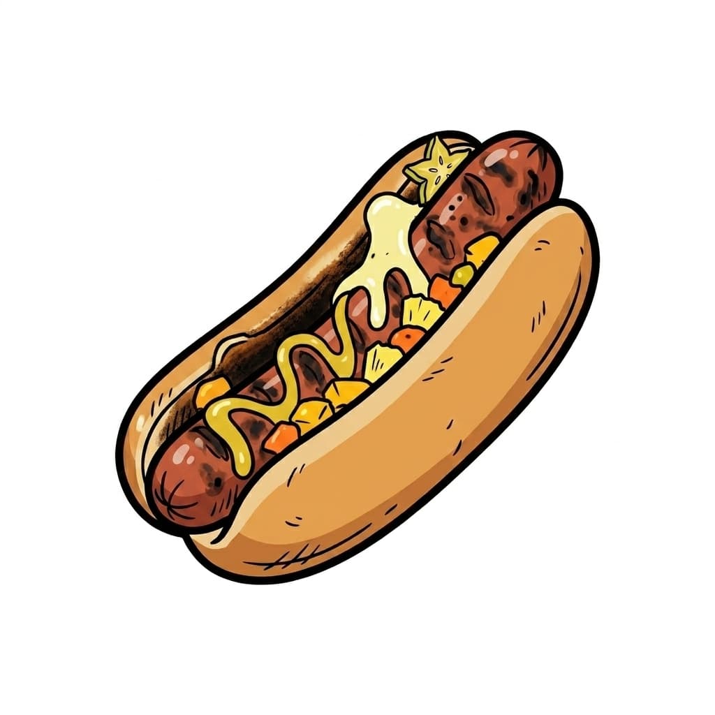 Puka Dog illustrated hot dog icon