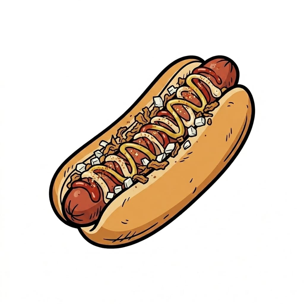 Icelandic hot dog (Pylsa) illustrated hot dog icon