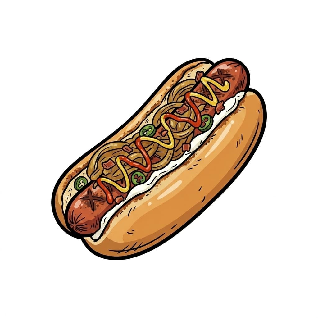 Seattle Dog illustrated hot dog icon