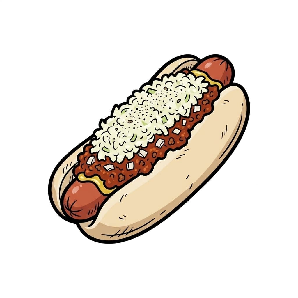 Slaw Dog illustrated hot dog icon