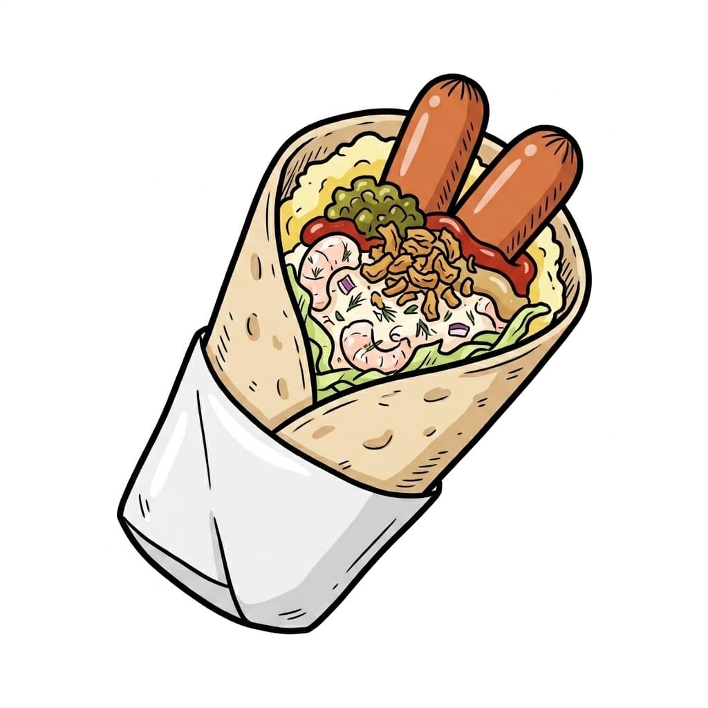 Swedish Tunnbrödsrulle illustrated hot dog icon