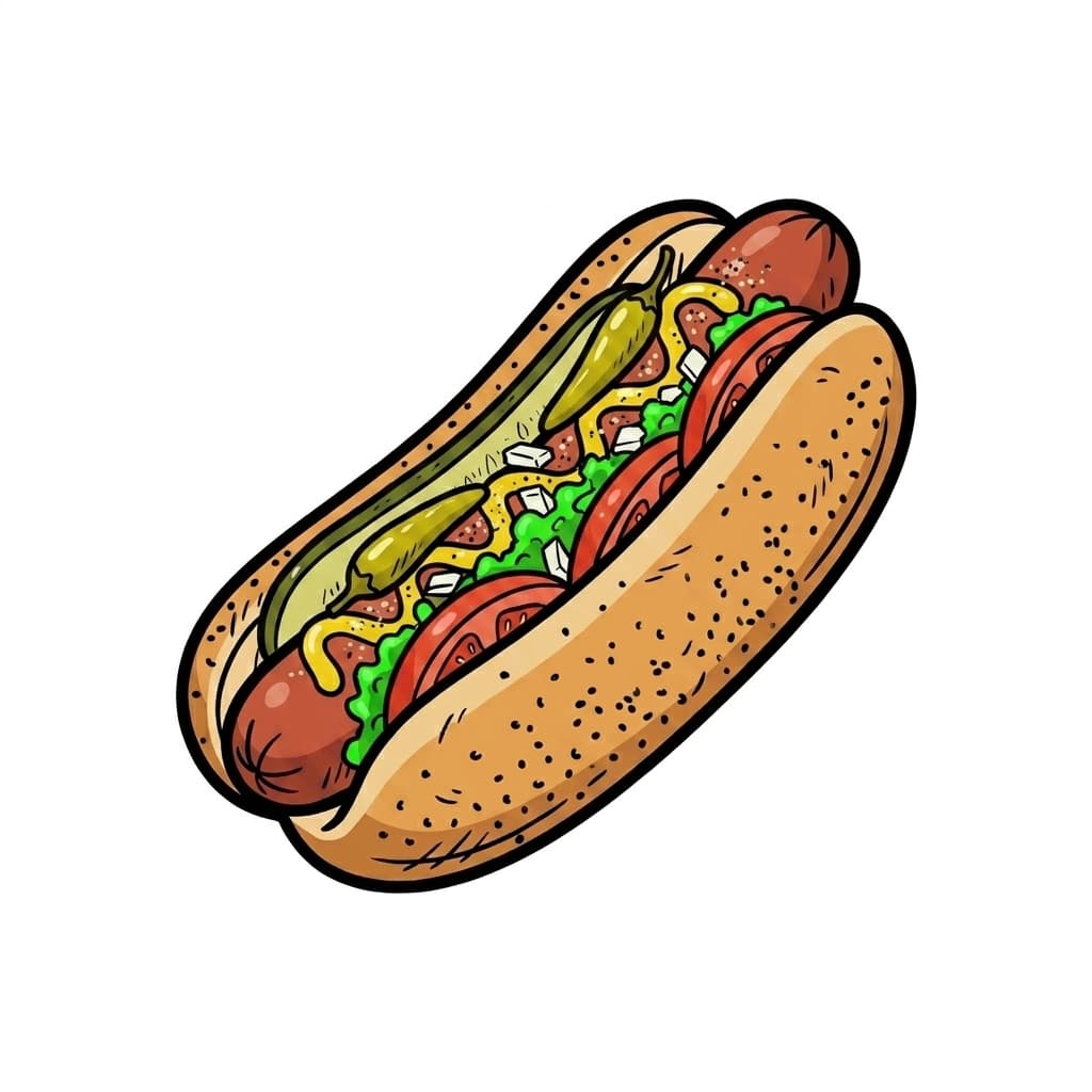 The Chicago Dog illustrated hot dog icon