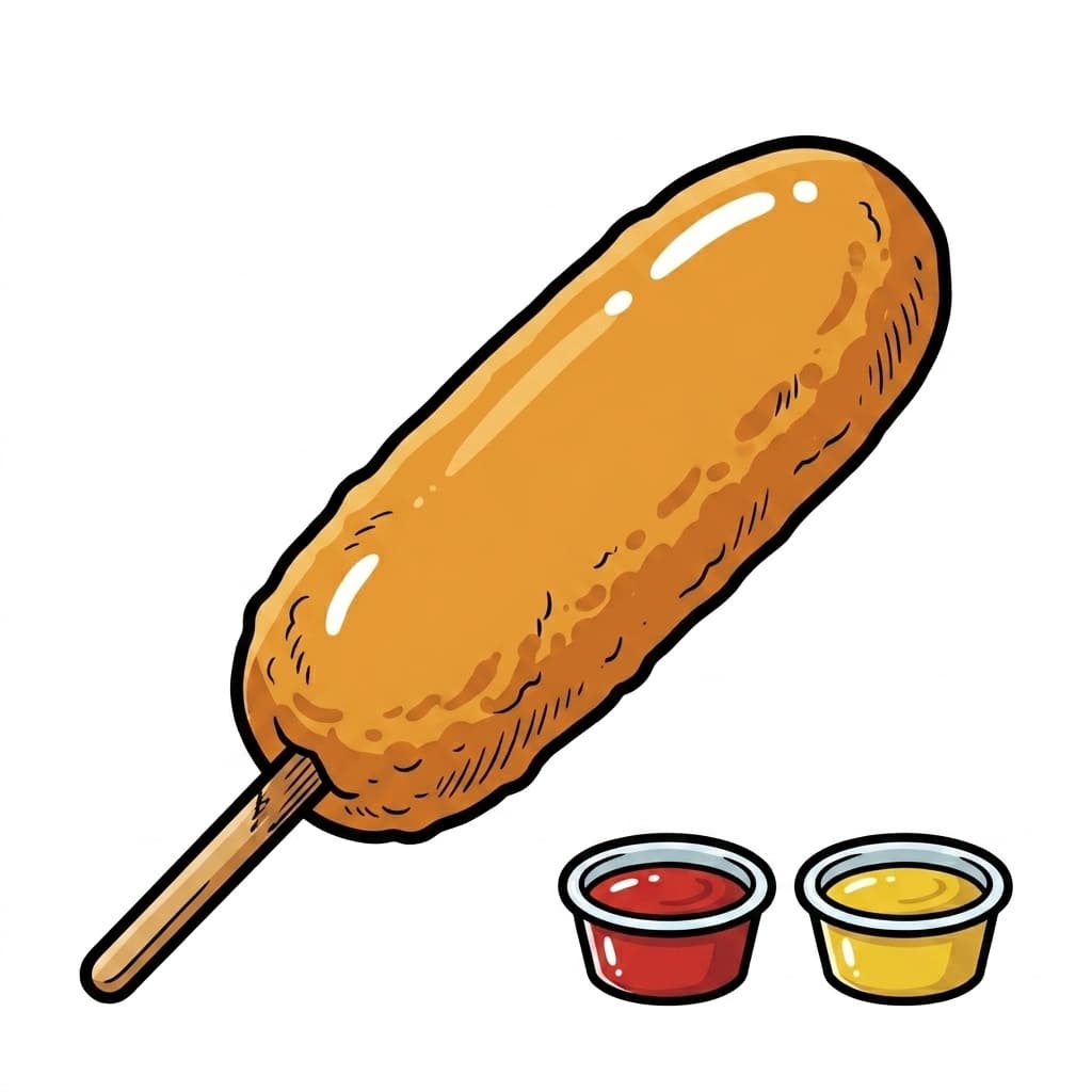 The Corn Dog illustrated hot dog icon