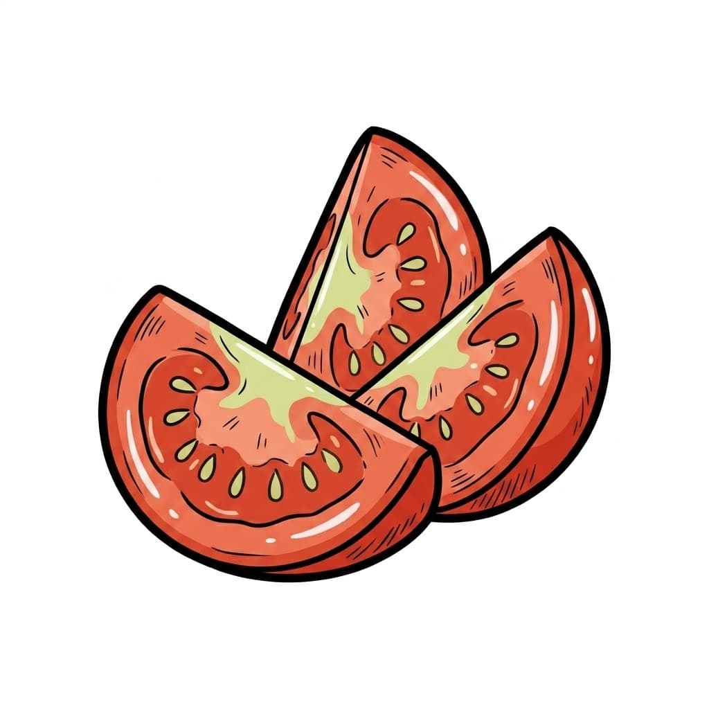 Tomato wedges illustrated ingredient icon