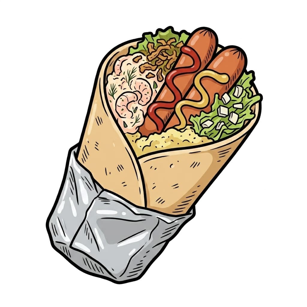 Tunnbrödsrulle illustrated hot dog icon
